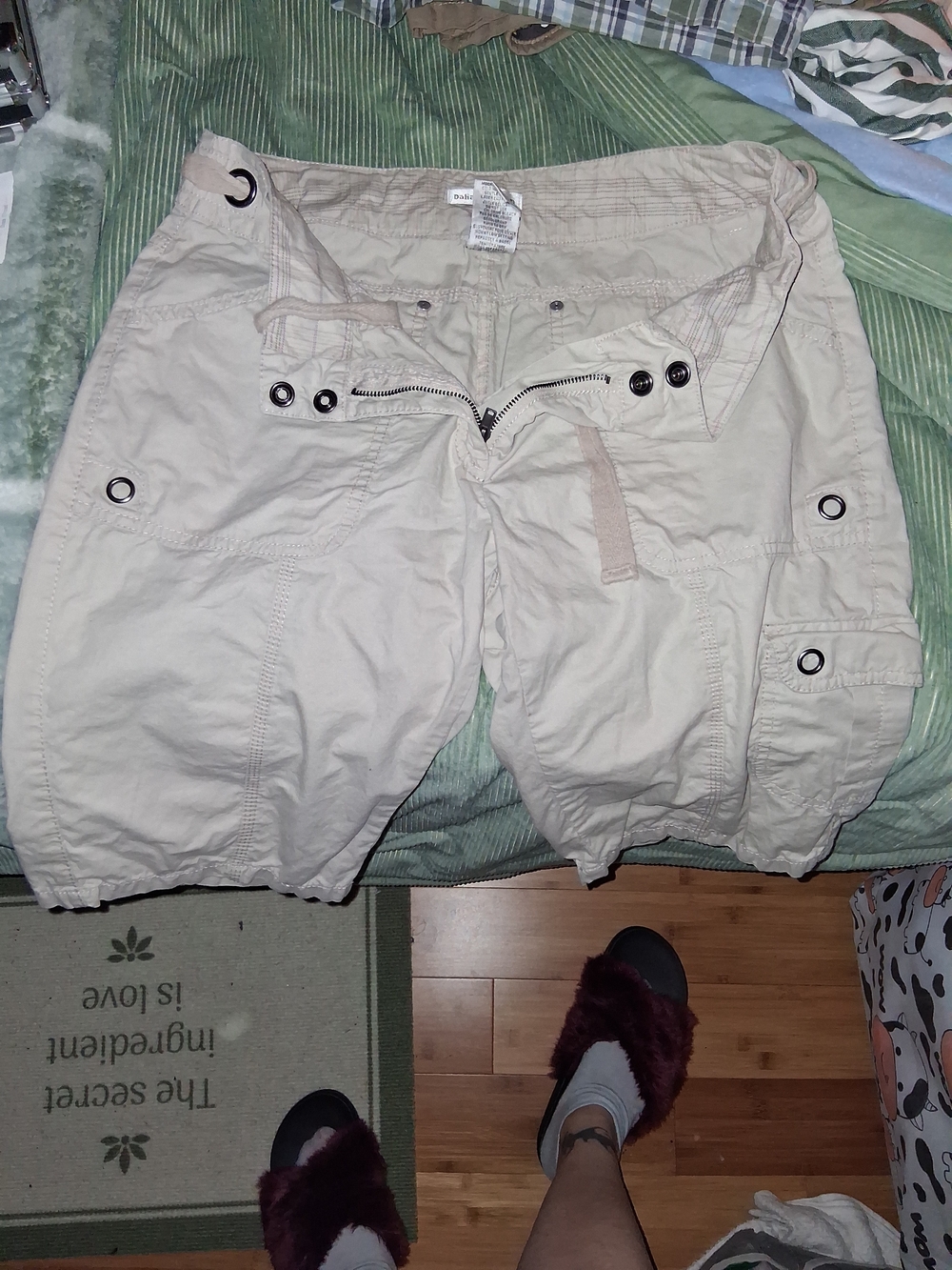 Dalia Collection Women's Cargo Shorts in Light Khaki